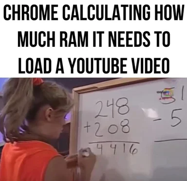 chrome calculating ram for youtube video