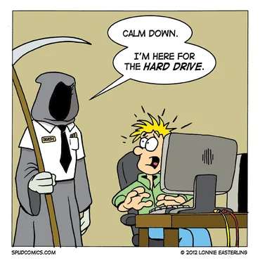 cartoon of grim reaper at a computer user's desk