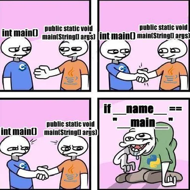 programmer reacts to different main functions