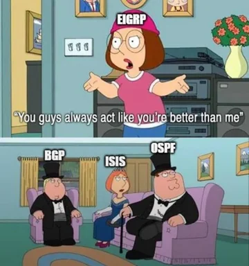 EIGRP meme about routing protocols