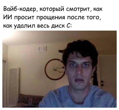 Vibe coder looking at AI asking for forgiveness after deleting entire C drive