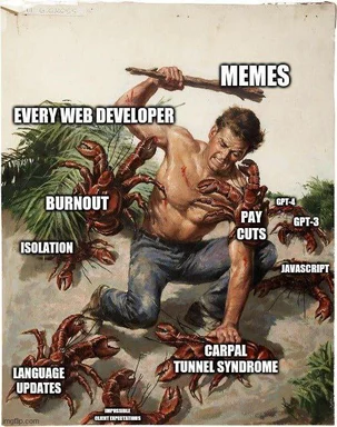 web developer struggles meme
