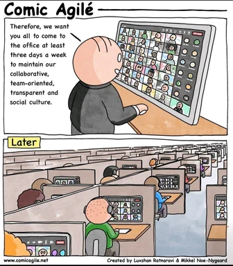 Comic Agile office meme about remote work