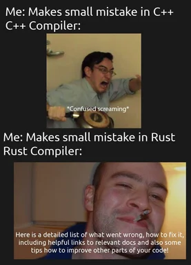 C++ vs Rust compiler meme