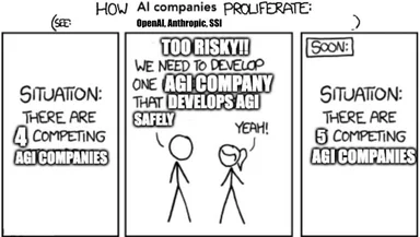 cartoon of people discussing AGI proliferation