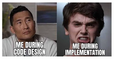 programmer frustrated with code design vs implementation
