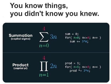 Math symbols and code comparison