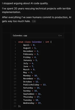 Meme about AI code quality compared to human coding errors