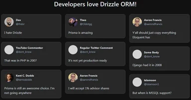 Developers' reactions to Drizzle ORM