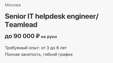 Senior IT helpdesk engineer/Teamlead job ad