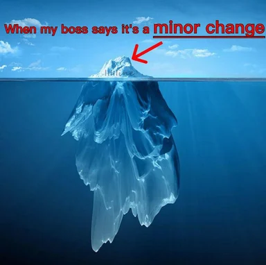 iceberg meme about minor change