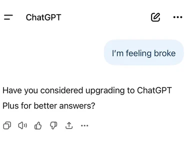 ChatGPT AI chatbot upgrade prompt meme