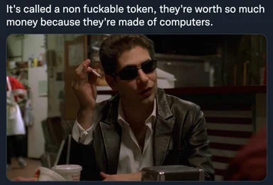 meme image of man in sunglasses explaining non fungible token