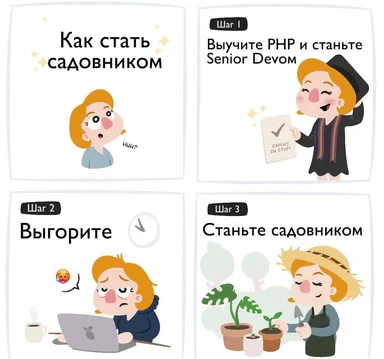 cartoon developer steps to become a gardener