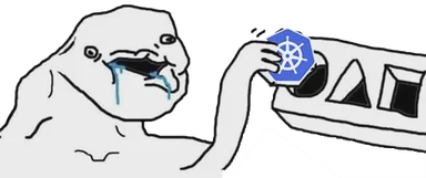 Sad frog-like creature reacting to Docker