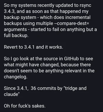 ai-slop, claude, rsync meme