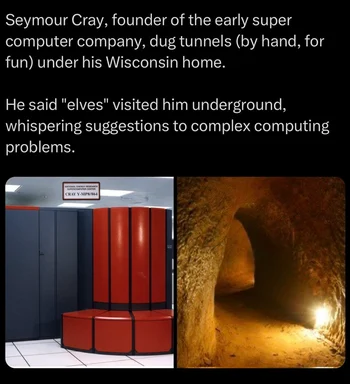 Seymour Cray supercomputer and tunnel meme