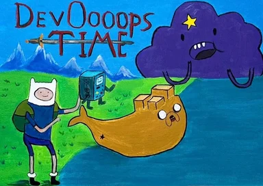 DevOops Time meme featuring Adventure Time characters