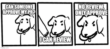Dog asking for PR approval and getting a sarcastic response