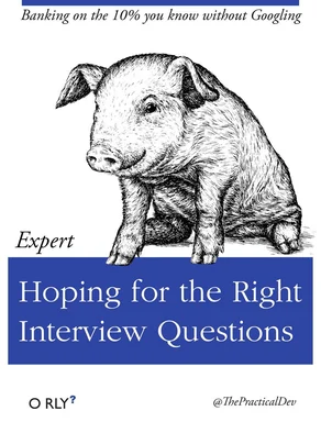 Piglet with text 'Hoping for the Right Interview Questions'