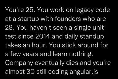 humorous text about a developer's experience with legacy code