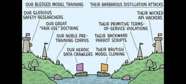 ai model training vs distillation attacks meme