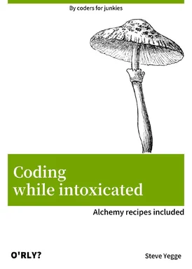 Coding while intoxicated book cover with a mushroom