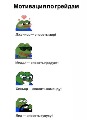 Russian developer career stages meme