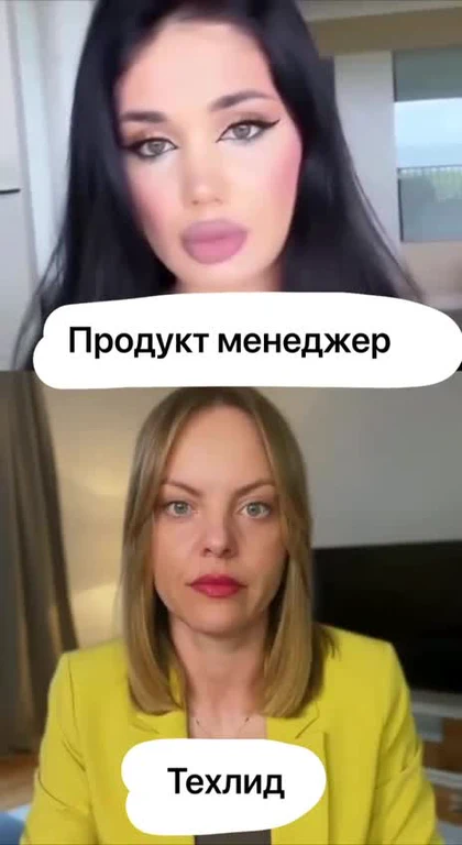 Two women in a meme about product manager and tech lead