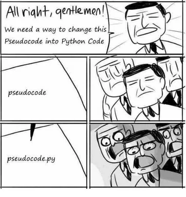 cartoon developers shocked pseudocode becomes python