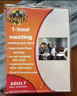 a product photo of a '1-hour meeting' costume