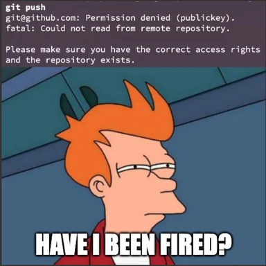 Futurama Fry confused with git push error