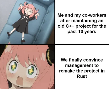 anime girl with pink hair looking shocked and happy