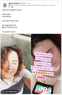a woman with brown hair looking relaxed with text overlay