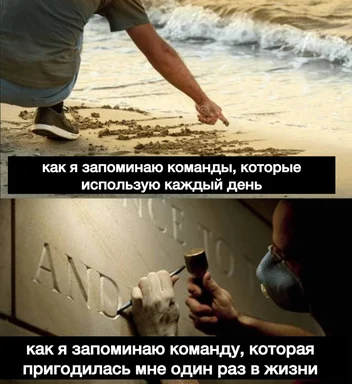 Man writing in sand and engraving stone