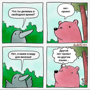 russian comic strip about pet projects