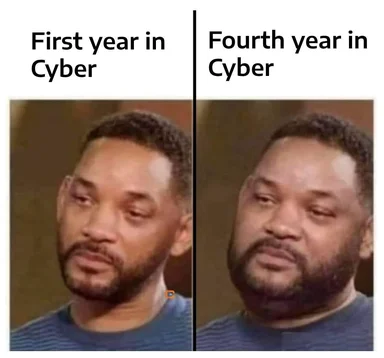 Cyber security meme with before and after images