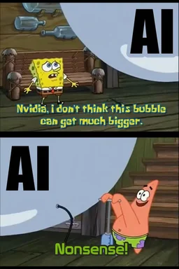 SpongeBob SquarePants meme about AI and Nvidia stock bubble