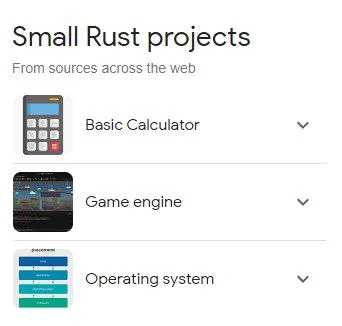 Small Rust projects list