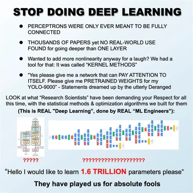 Stop doing deep learning meme with flowchart