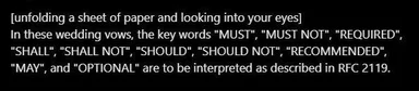 Wedding vows with RFC 2119 keywords