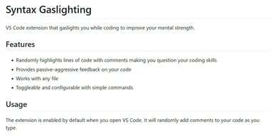 Syntax Gaslighting VS Code extension meme