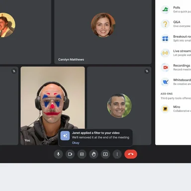 clown filter applied during video meeting