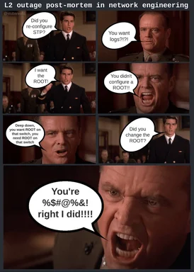 L2 outage post-mortem in network engineering meme