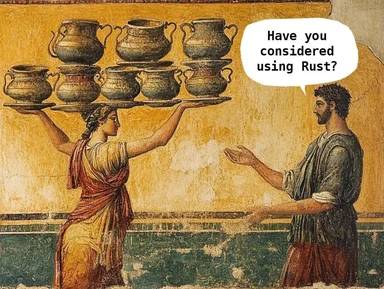 ancient roman fresco of a man asking a woman if she considered using rust