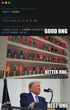 Meme comparing random number generators with Trump