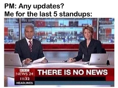 news anchors with 'there is no news' on screen