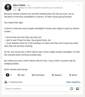 Remote worker interview process gone wrong