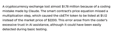 Cryptocurrency exchange lost $1.78 million due to coding mistake