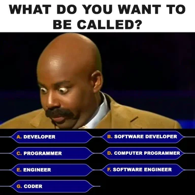 funny meme about developer titles